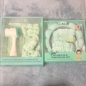 CALA Dual Action Facial Brush & Headband Set - Mint Green